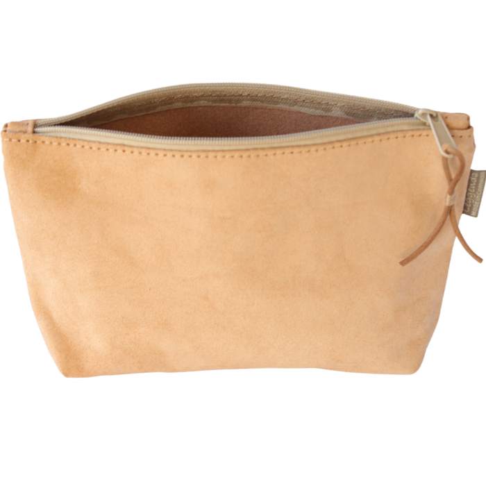 Buff leather makeup bag