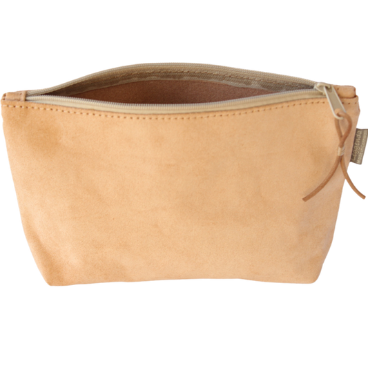 Buff leather makeup bag